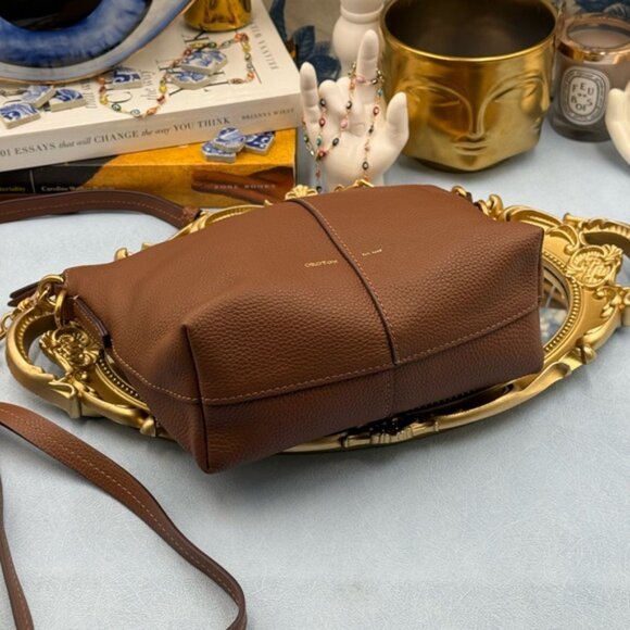 🆕 OROTON 🧿 NWOT Lily Zip Top Leather Crossbody, Brown *MISSING TOP STRAP* - Picture 9 of 15